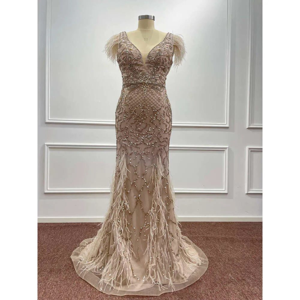 premium hand-beaded evening dress Samira Long Sleeve Beaded Dress main image 1