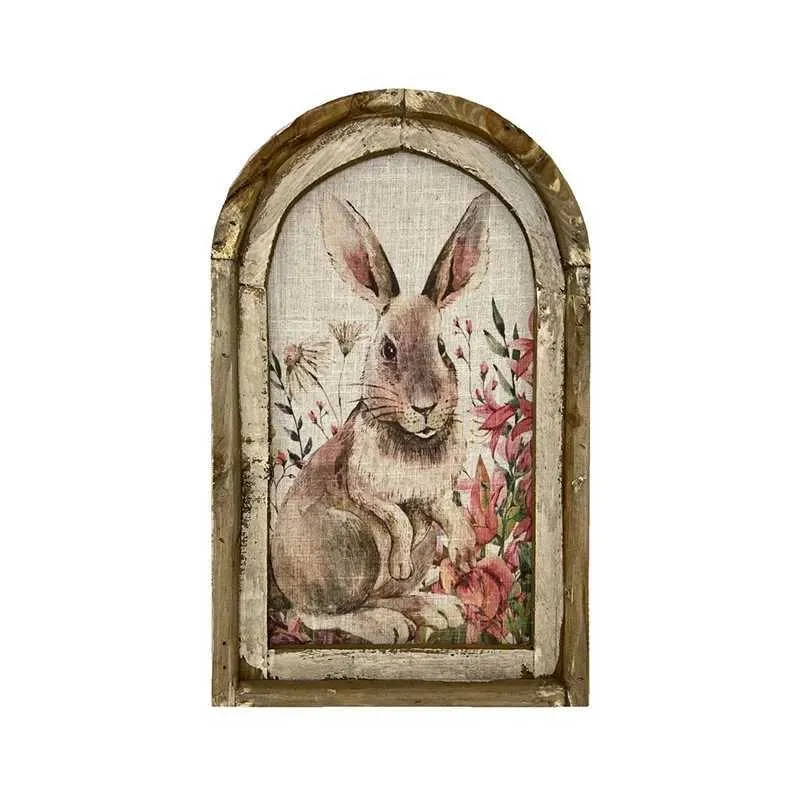 Retro Rabbit Wall Art Bamboo Wooden Bunny Print in Black Modern Style ...