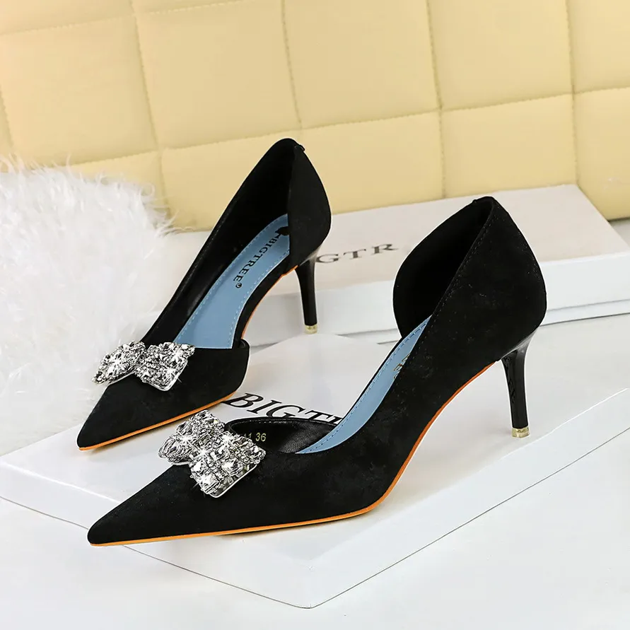 Graceful Shimmering Powder Upper Round Toe Stiletto Heels Party Shoes Graceful Shimmering Powder Upper Round Toe Stiletto Heels Party Shoes