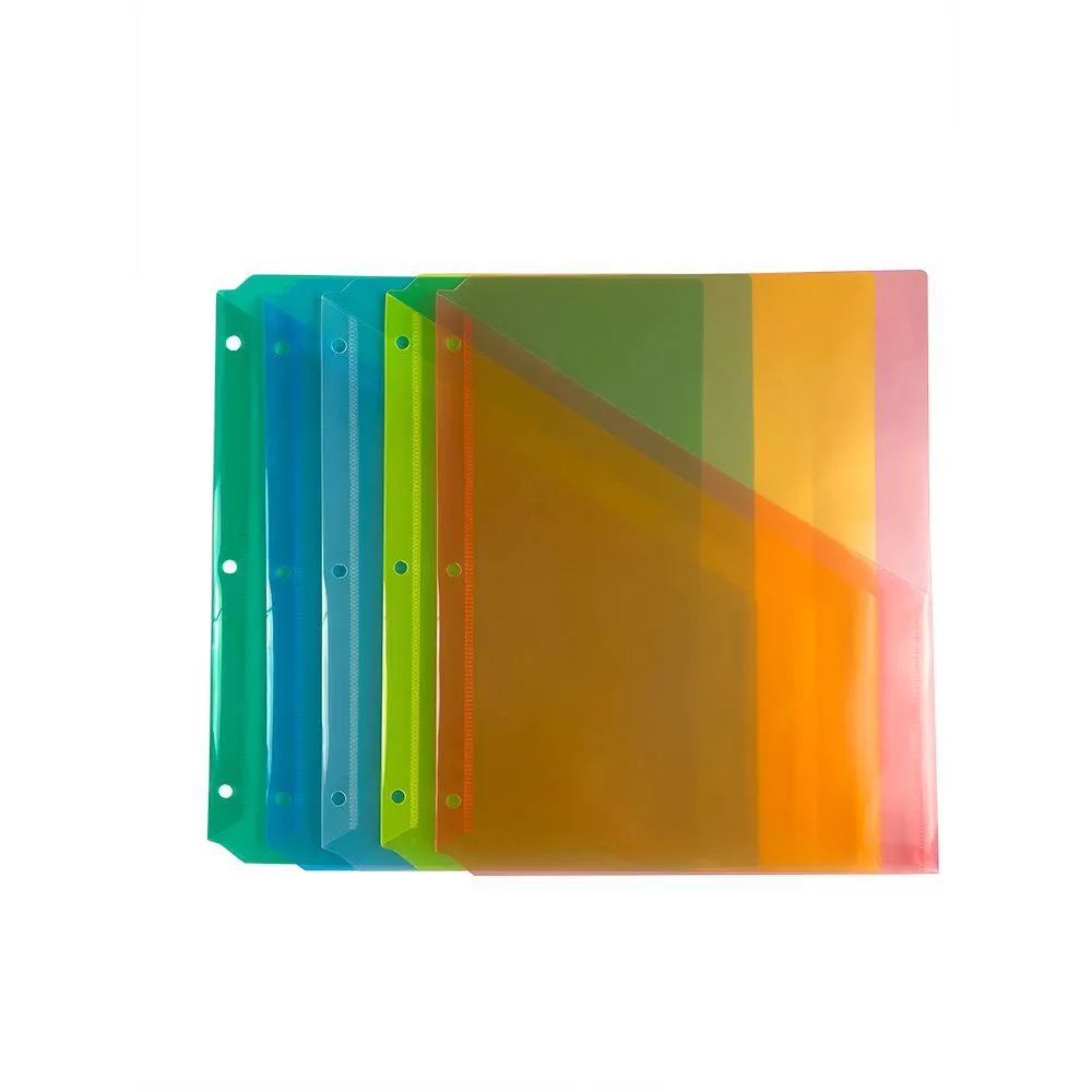 Colored Paper Bag Folder with Pockets - 3-Hole Punched, Loose-Leaf ...