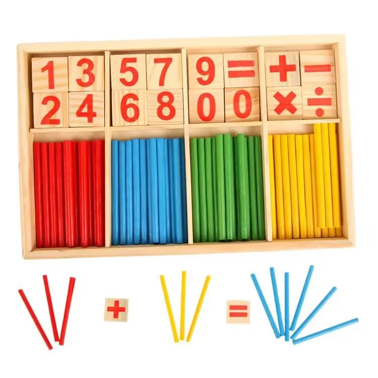 Number Math Box Wooden Number Learning Box: Arithmetic Sticks for Early Math Education ...