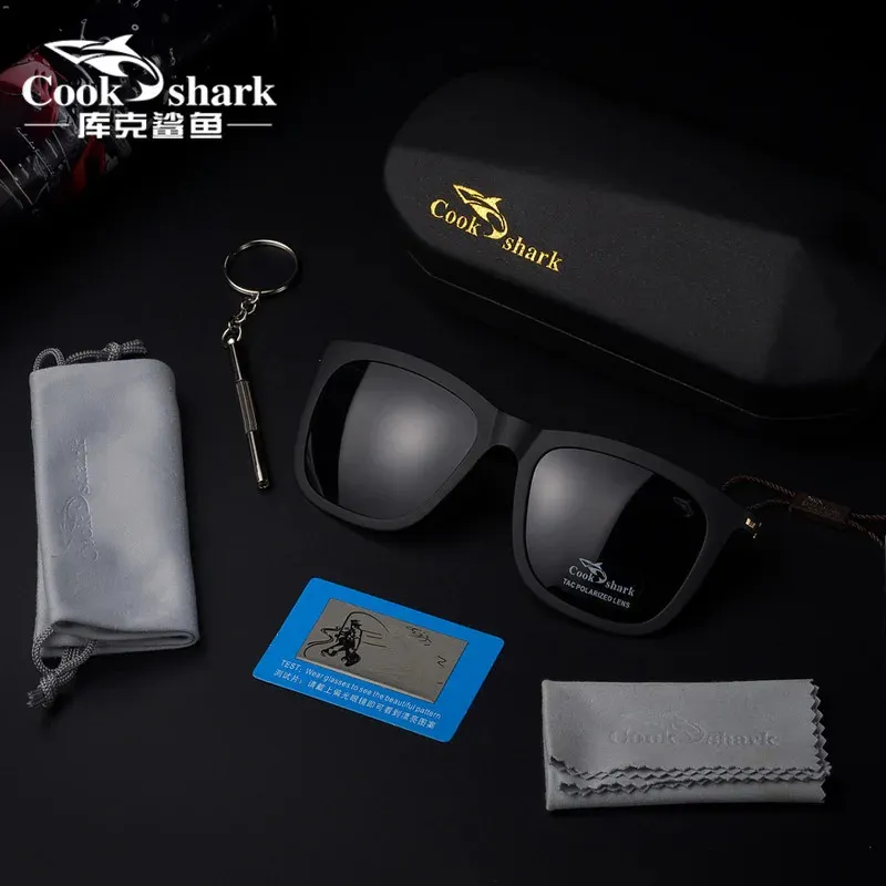 Cook Shark HD偏光サングラス メンズ偏光釣りサングラス、男性向けの超軽量運転眼鏡、HD偏光