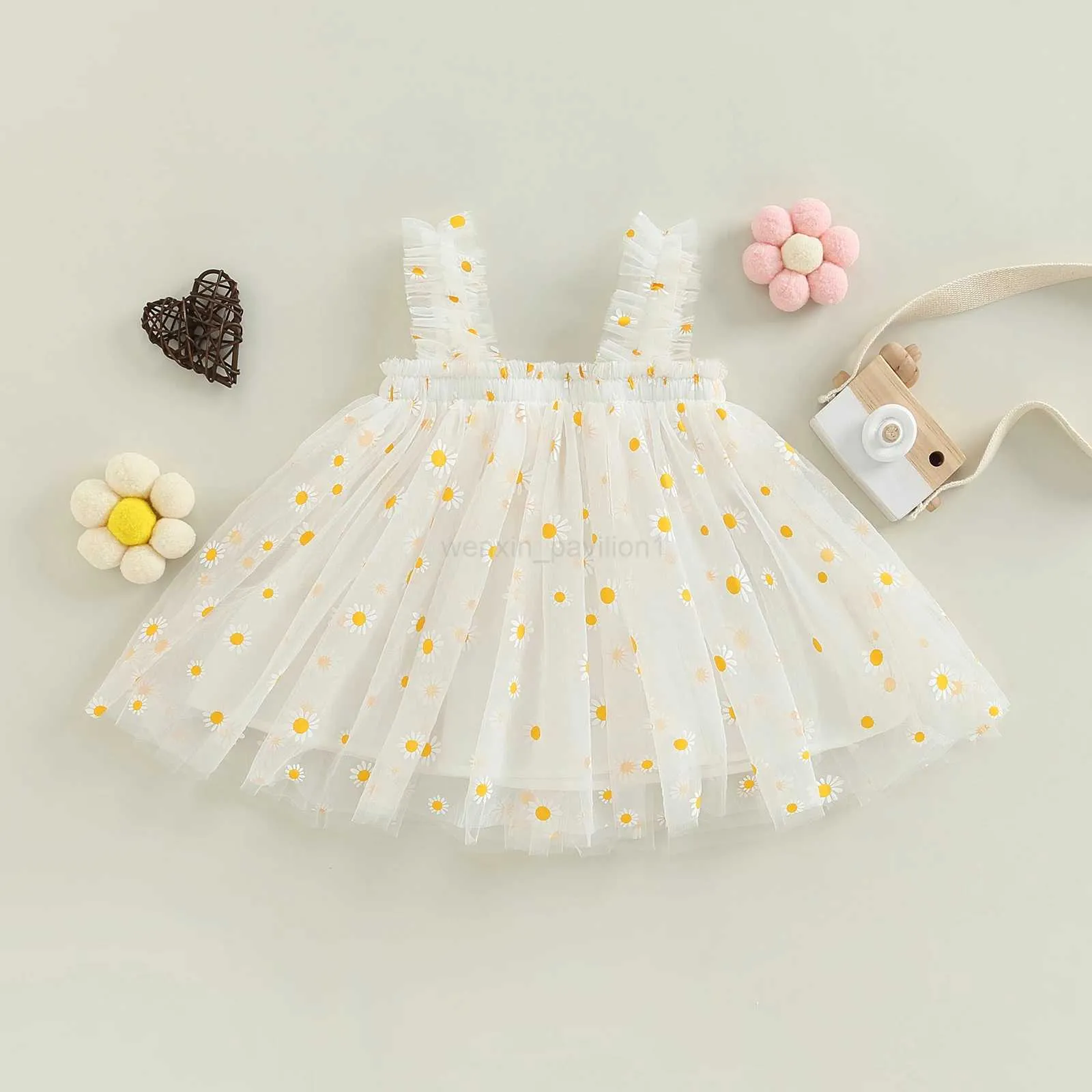 Vestido De Tul Para Niñas, Vestido De Fiesta De Verano Floral De