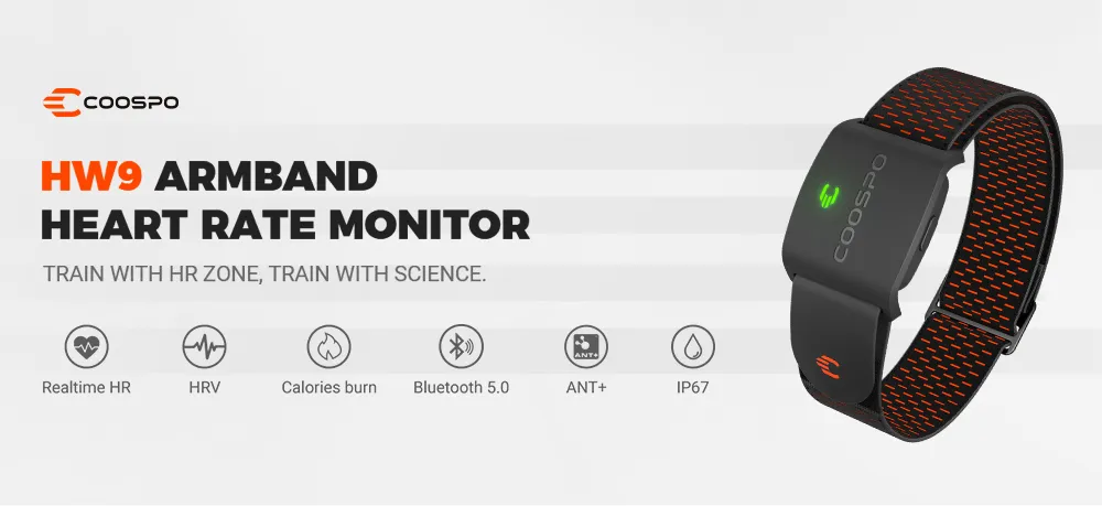 ROCKBROS Brassard de moniteur de fréquence cardiaque pour sport