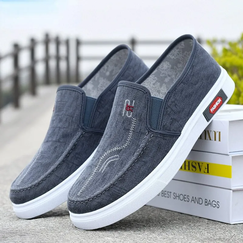 Men s Non Slip Breathable Slip On Gray White