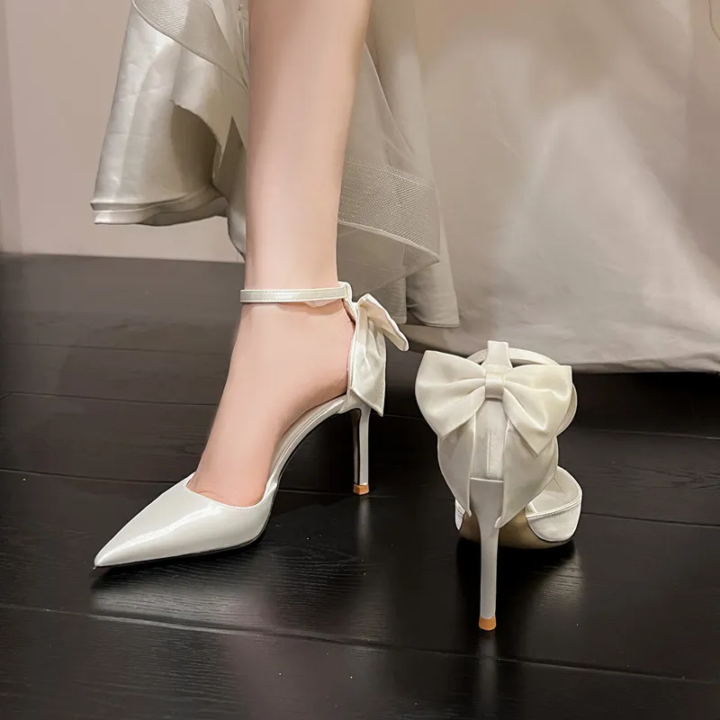 Women's Pointed Toe Stiletto Pumps - 3.5 Inch/9cm Heel, Splicing Vintage Style Dress Shoes - View #8