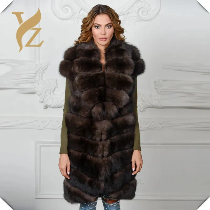 Premium Sable Color Fur Vest: Women's Longline Style, High-End Quality  Shop Now!