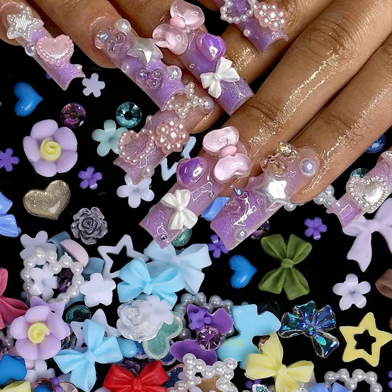 Kawaii Nail Charms: Bows, Hearts, Stars for DIY Nail Art
