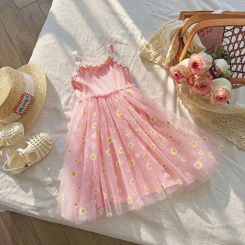 Girls Casual Little Daisy Flower Mesh Dress Summer Camisole O-neck Dress  for 2 To 7 Years from Dhgate Girl's Dresses - price 11.09