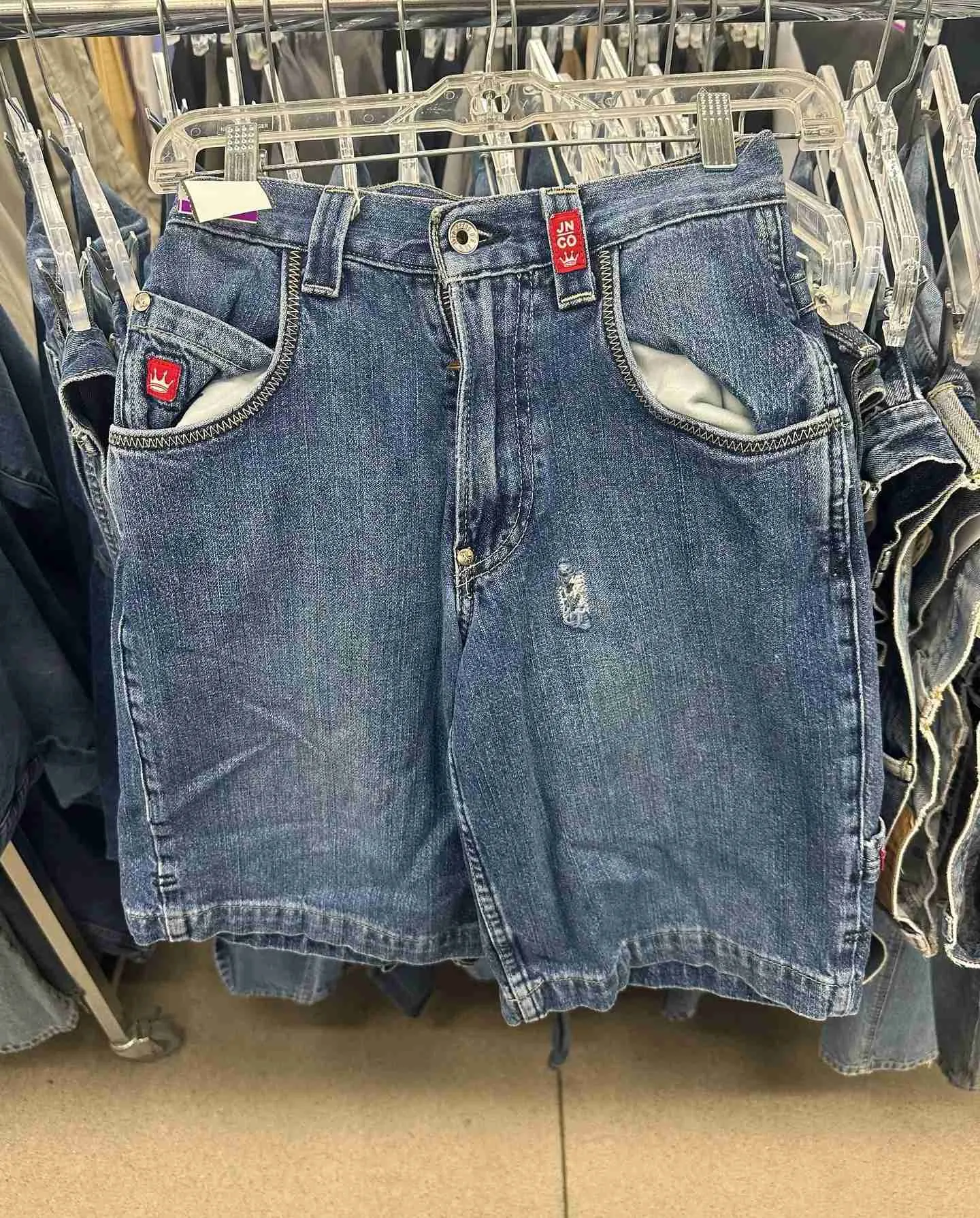 JNCO Chinese Loong Embroidered Denim Shorts – 2000s... From