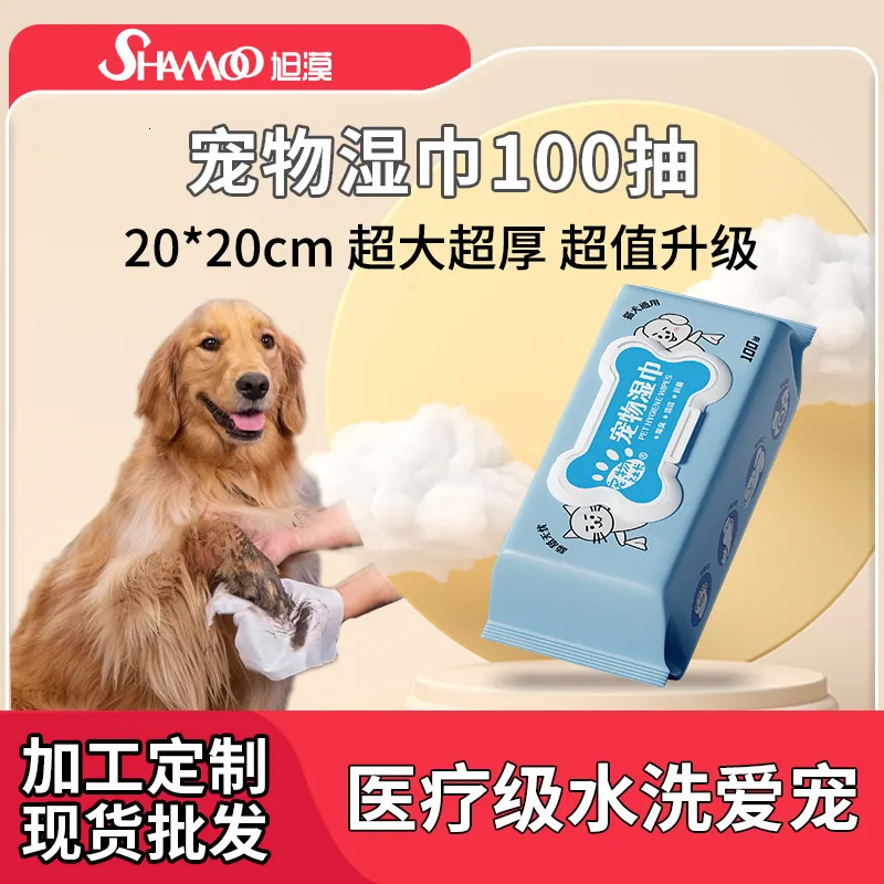 DHgate Pet Friendly Deodorizing Wipes 100 Disposable Dog and Cat Cleaning Wipes for No Wash Grooming and Care Pet Supplies
