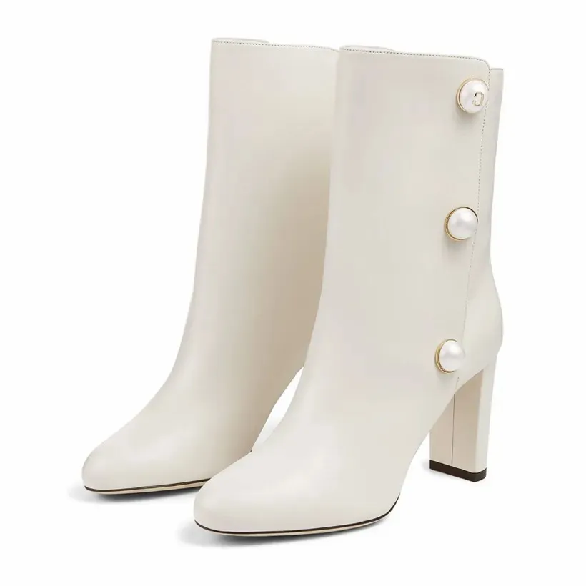 Pearl embellished boots hot sale