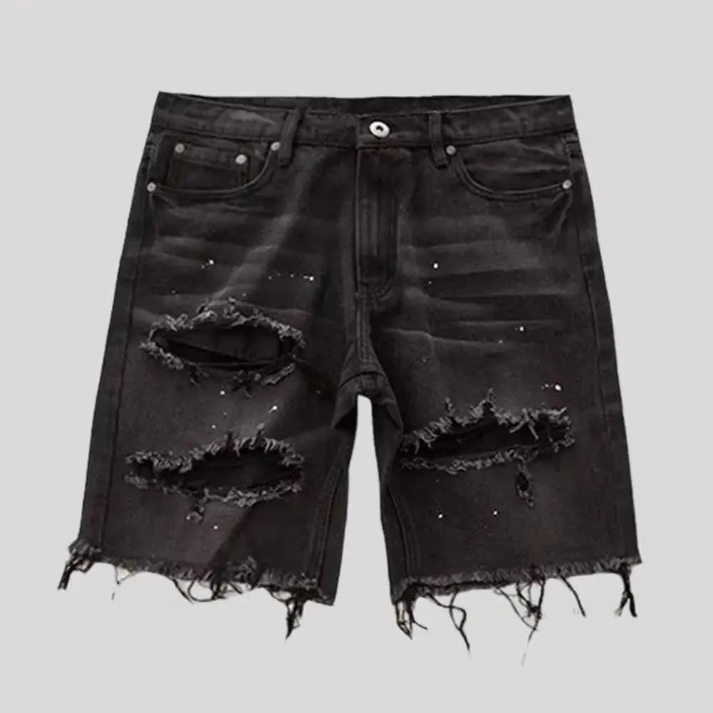 Ripped Jean Black Jean Shorts Mens Style Ripped Jean Shorts Men - Main Image