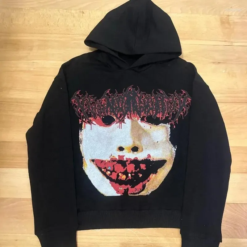 トップス Oversized Back Print Hoodie Y2k Unisex Flame Print Hoodies Casual Oversized Long Sleeve