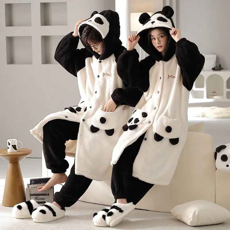 Cozy Couple Matching Pajamas - Funny Popcorn Flannel Hoodie Set For Two, Warm Christmas Gift For Couples