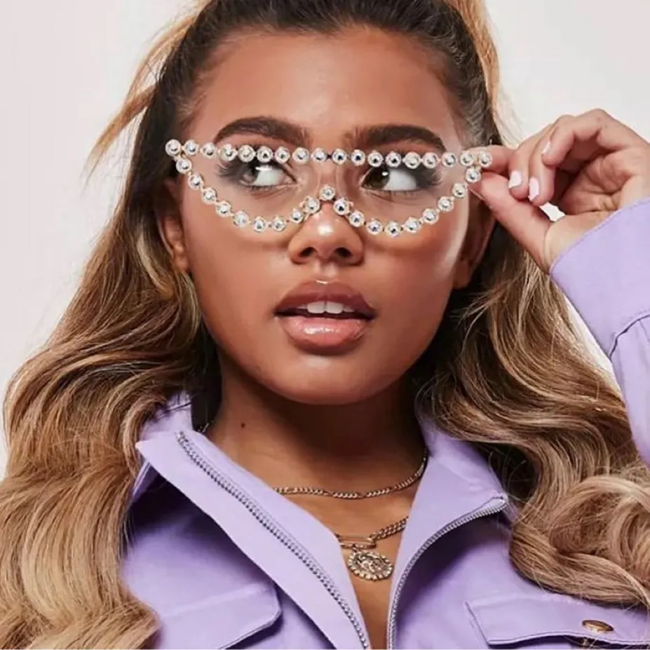 Trendy Womens Cat Eye Sunglasses - Bling Crystal, Alloy  display picture 2