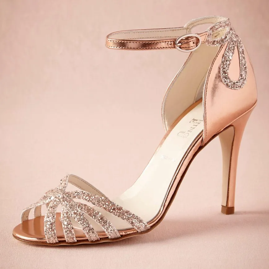Prom Shoes Rose Gold Dress Heels Loveliness Rose Gold Ankle Strap Heels