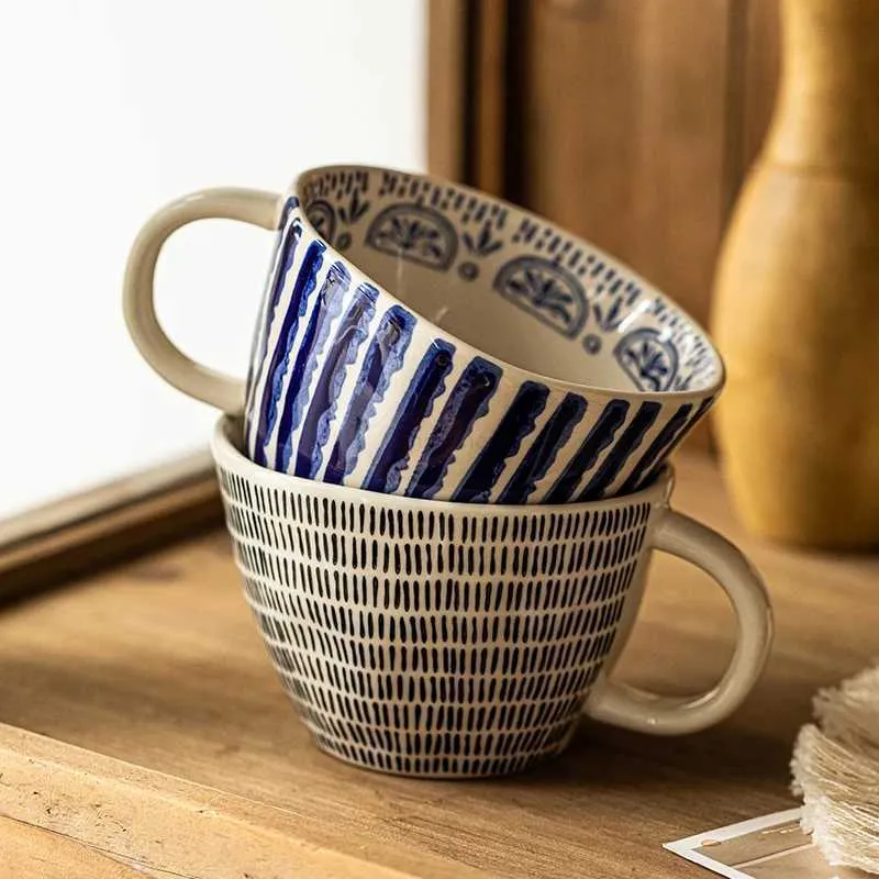 Hand-Painted Ceramic Coffee Mug - Large 400ml Capacity