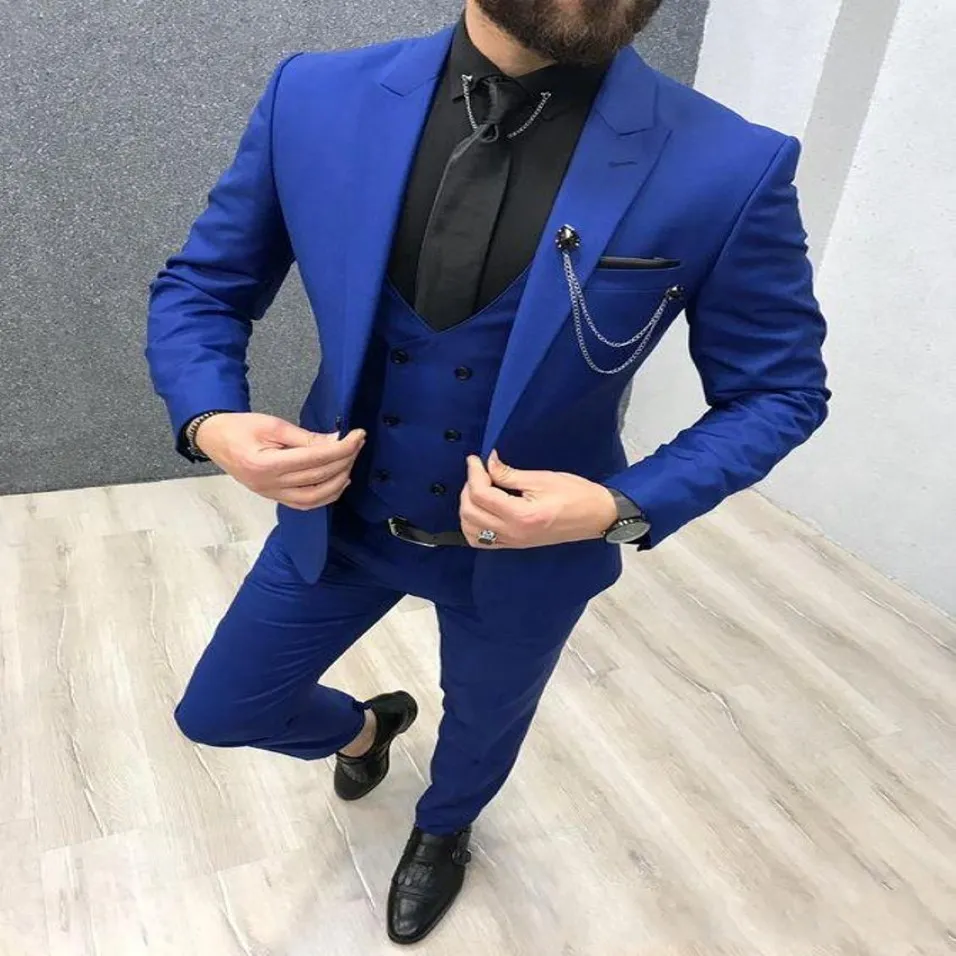 Royal Blue Peak Lapel Classic Prom Tux - 3 Piece Set main image 0