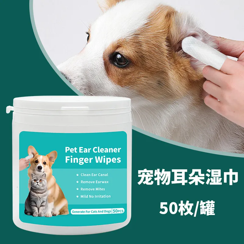 Pet Wipes for Cats and Dogs, Care Finger Covers for Ear Cleaning and Mite Removal