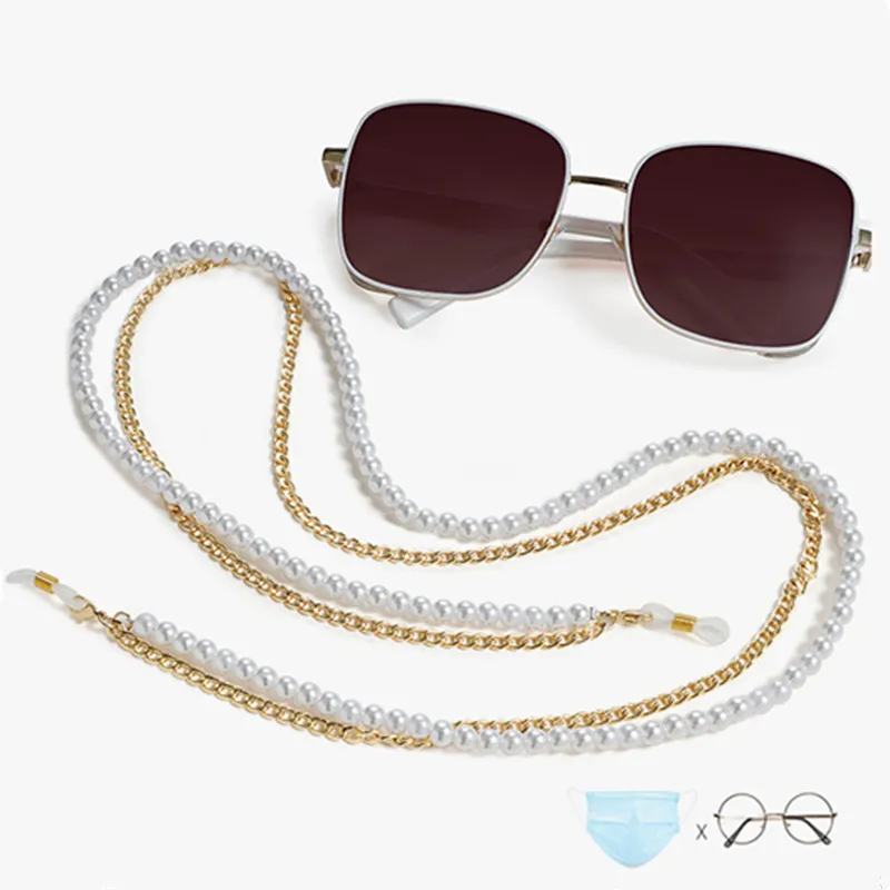 CYUXING 2 pezzi Catene per occhiali con perline, Catenina per occhiali, Cinturino per occhiali con perline acriliche | Portaocchiali funzionale e decorativo | Cordino per occhiali da collo per donna