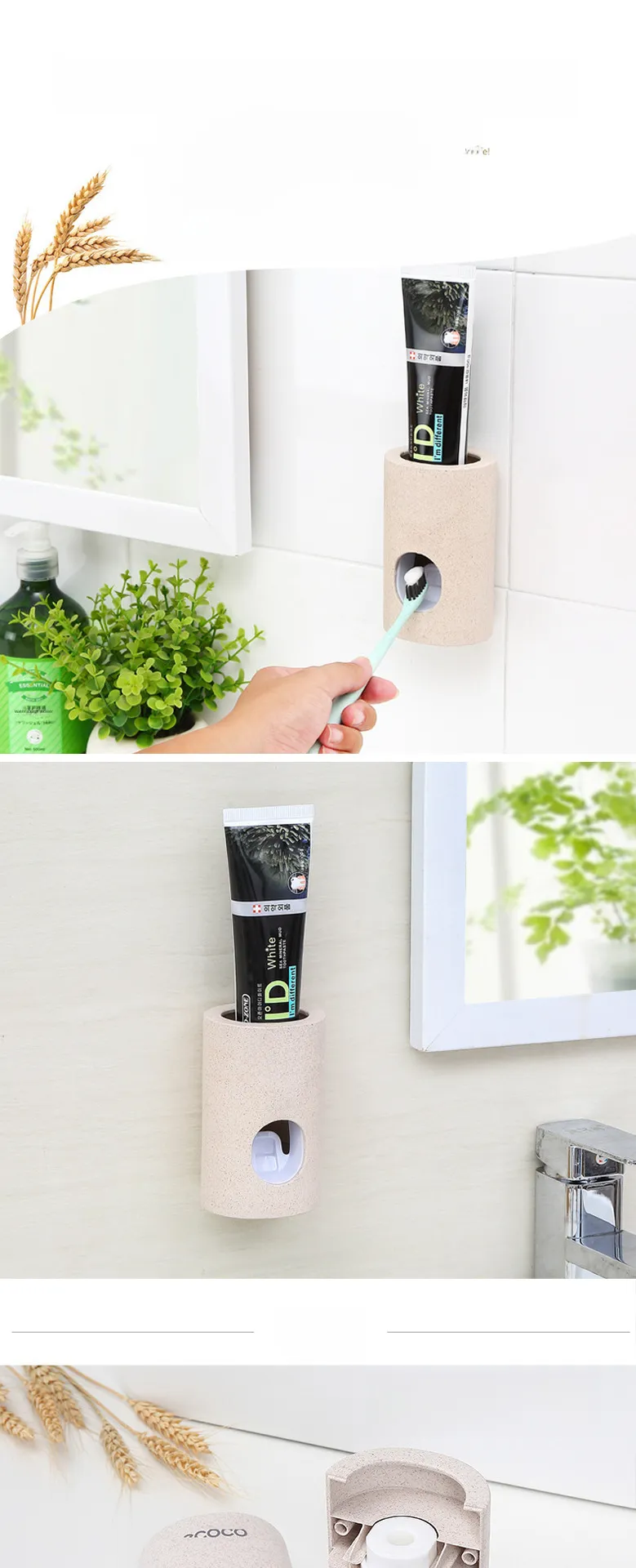 Automatic Toothpaste Dispenser & Toothbrush Holder Set - Wall Mount ...
