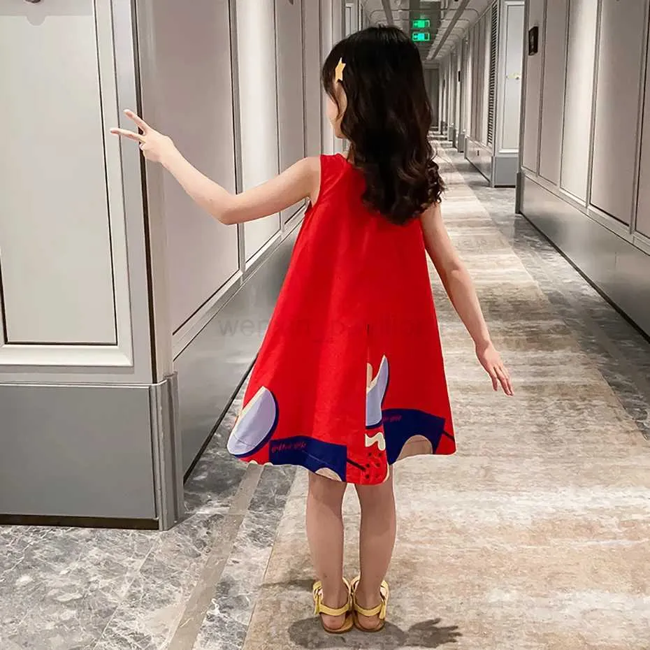 Girls Summer Dress Sleeveless O-neck Casual Dress for Children Ages 6 to 14 Girls Summer Dress Sleeveless O-neck Casual Dress for Children Ages 6 to 14