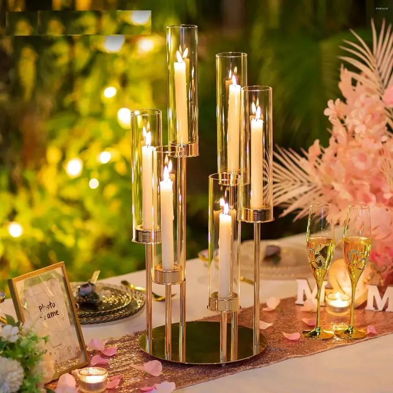 Candle Holders Wedding Centerpiece 6 Arm Gold Metal Candlestick Candelabra Candelabras Large Taper Holder For Outdoor Table From 28 01 DHgate