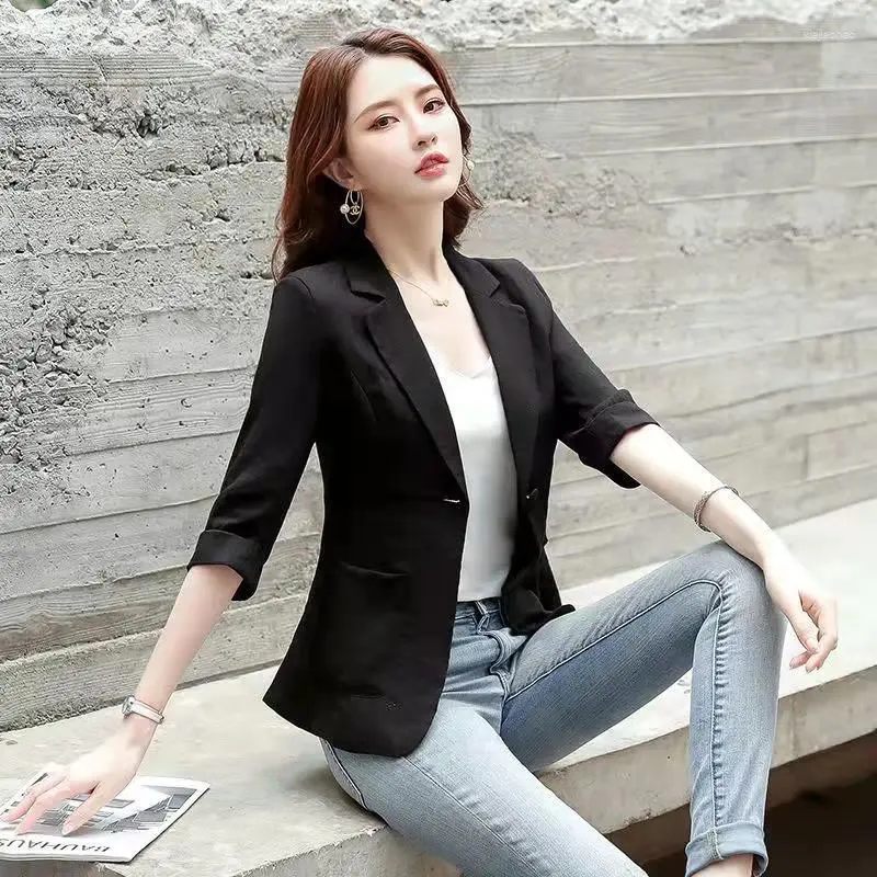 Womens Suits Suit Jacket Summer Style Fashion White Seven Point Sleeve Office Ladies Casual Short Paragraph Cotton Linen Blazer B24 From Xiajiaohao 18.93 DHgate.Com