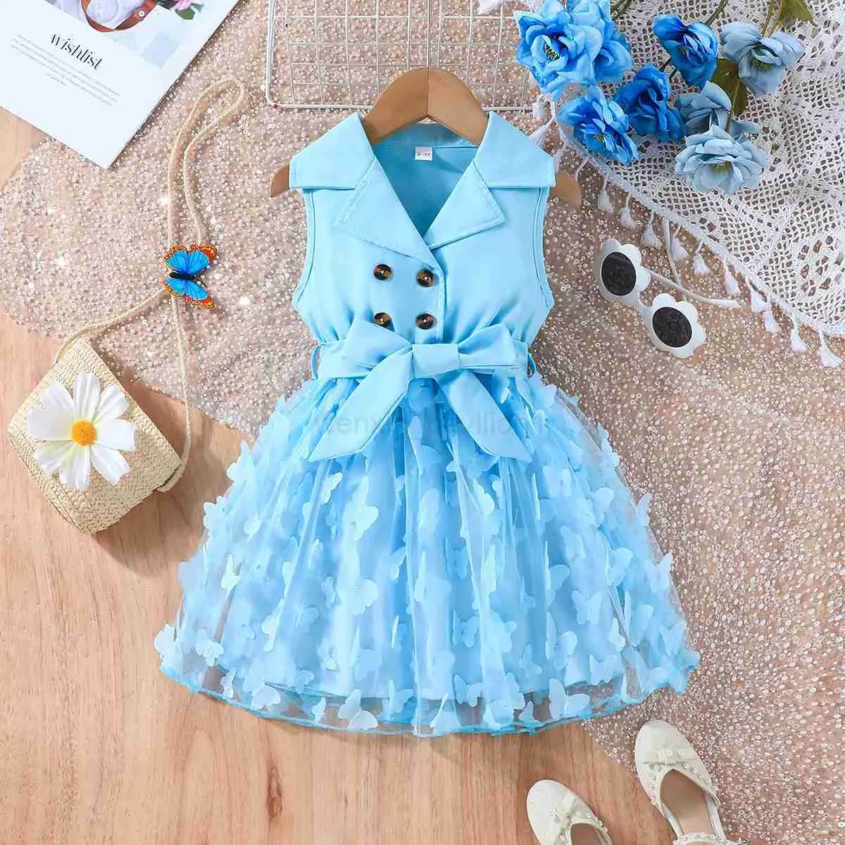 Children's Knee-Length Butterfly Embroidery Mesh Princess Dress with Belt  for Girls Birthday from Dhgate Girl's Dresses - price 11.91