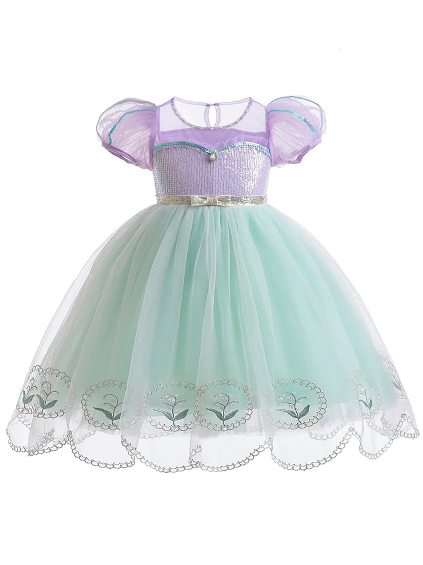 strapless open back dress Pink Illusion Princess Dress with Sequins and Beaded Tiered Skirt | Pink / 9-10 Years (150cm) main image 1