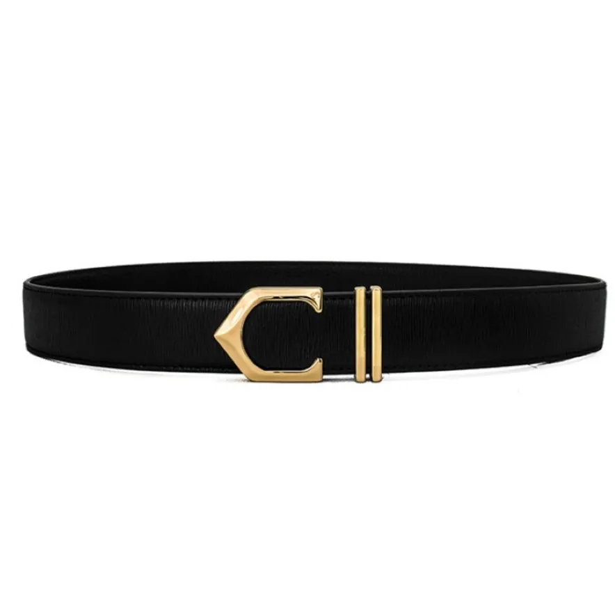 Stylish Mens Leather Belt - Designer C Buckle, Casual  display picture 3