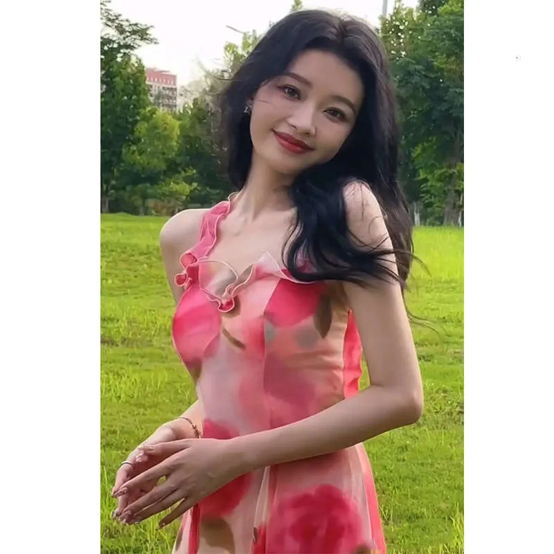 Romantic Floral Maxi Dress Square Neck Sexy Long Sundress