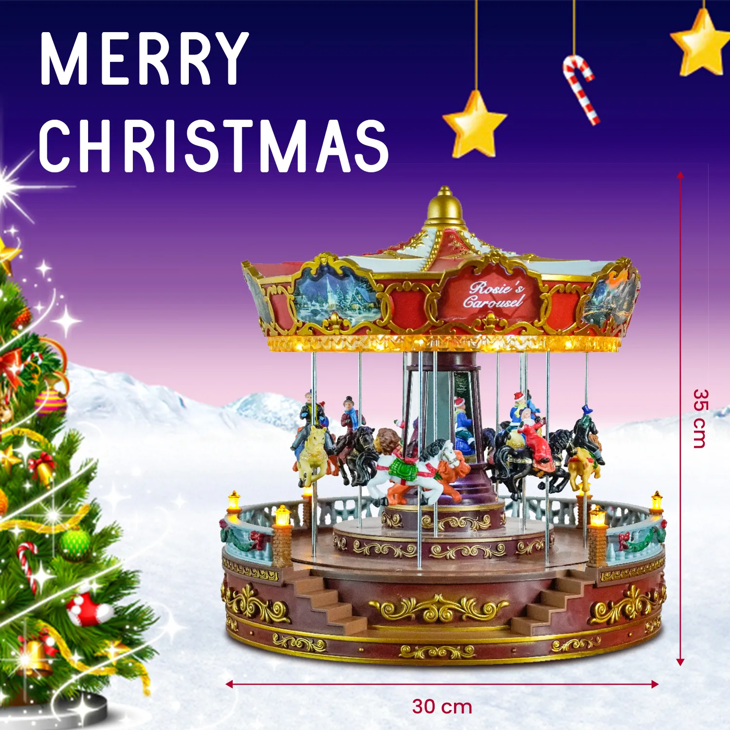 レトロ な クリスマス　飾り holiday carousel Vintage 90s Holiday Workshop Animated Musical Lighted