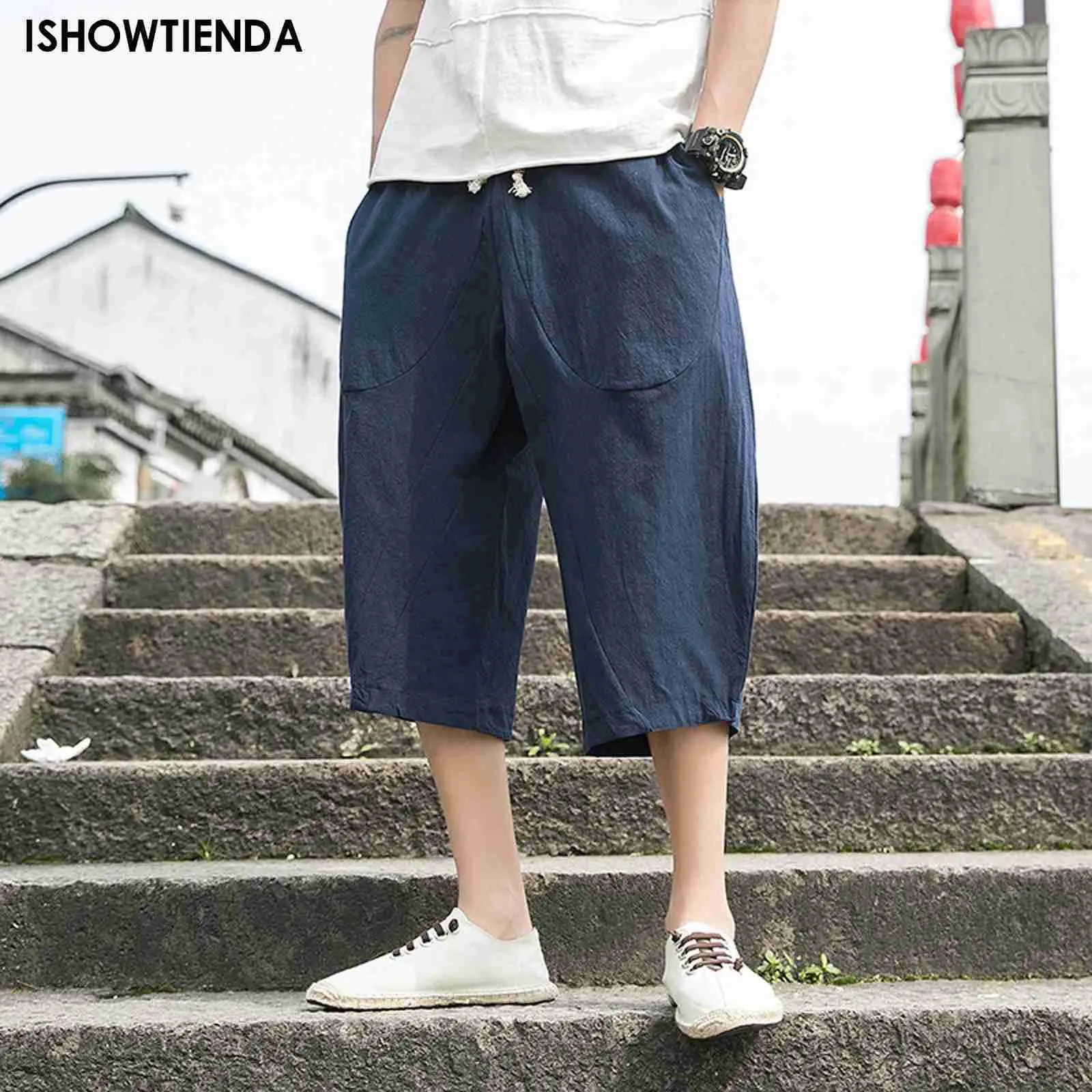 Harem Trousers Mens Baggy Linen Shorts Harem Pants Men: Lightweight Cotton  Linen Capri Pants, Casual