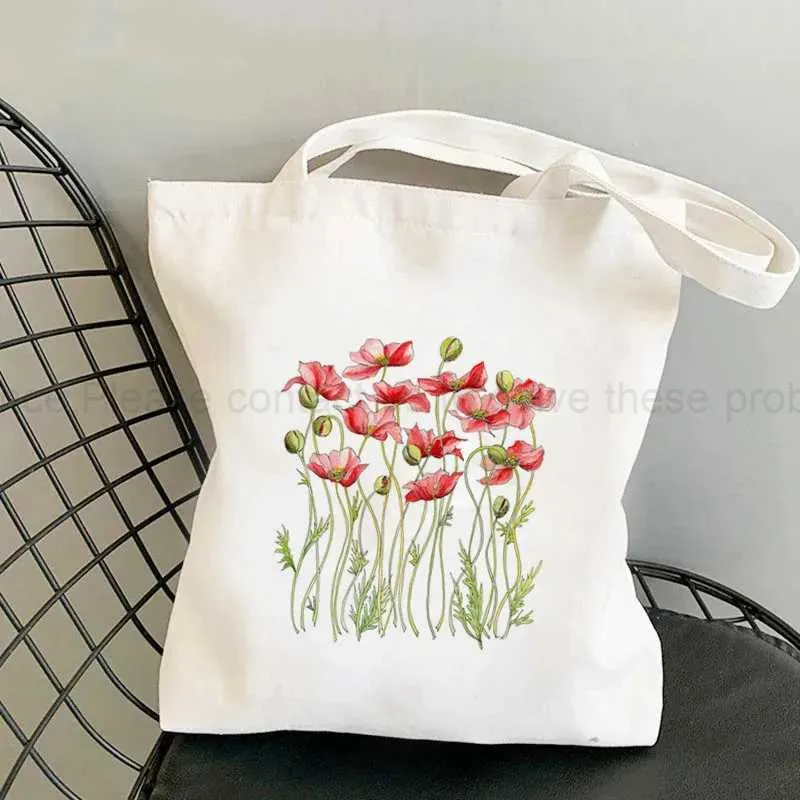 Floral Tote Handbag: Foldable, High Capacity Canvas Shopper