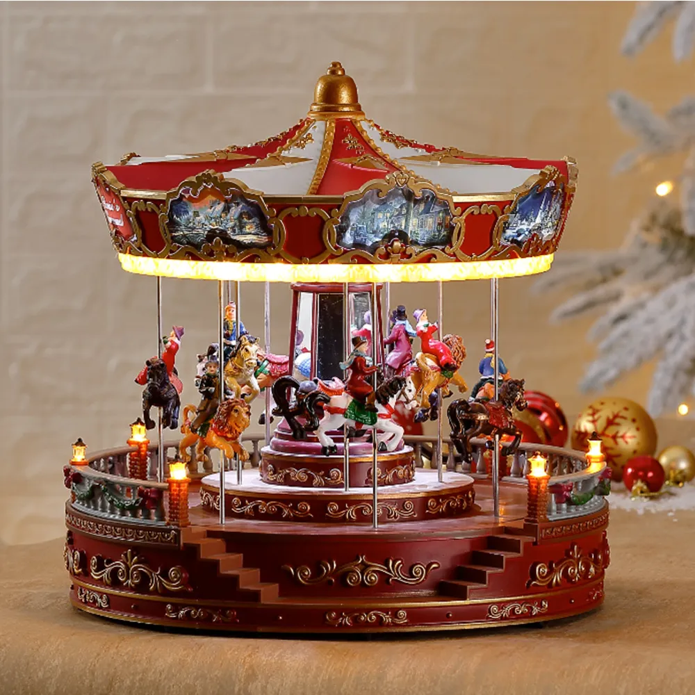 レトロ な クリスマス　飾り holiday carousel Amazon.com: Mr. Christmas 12