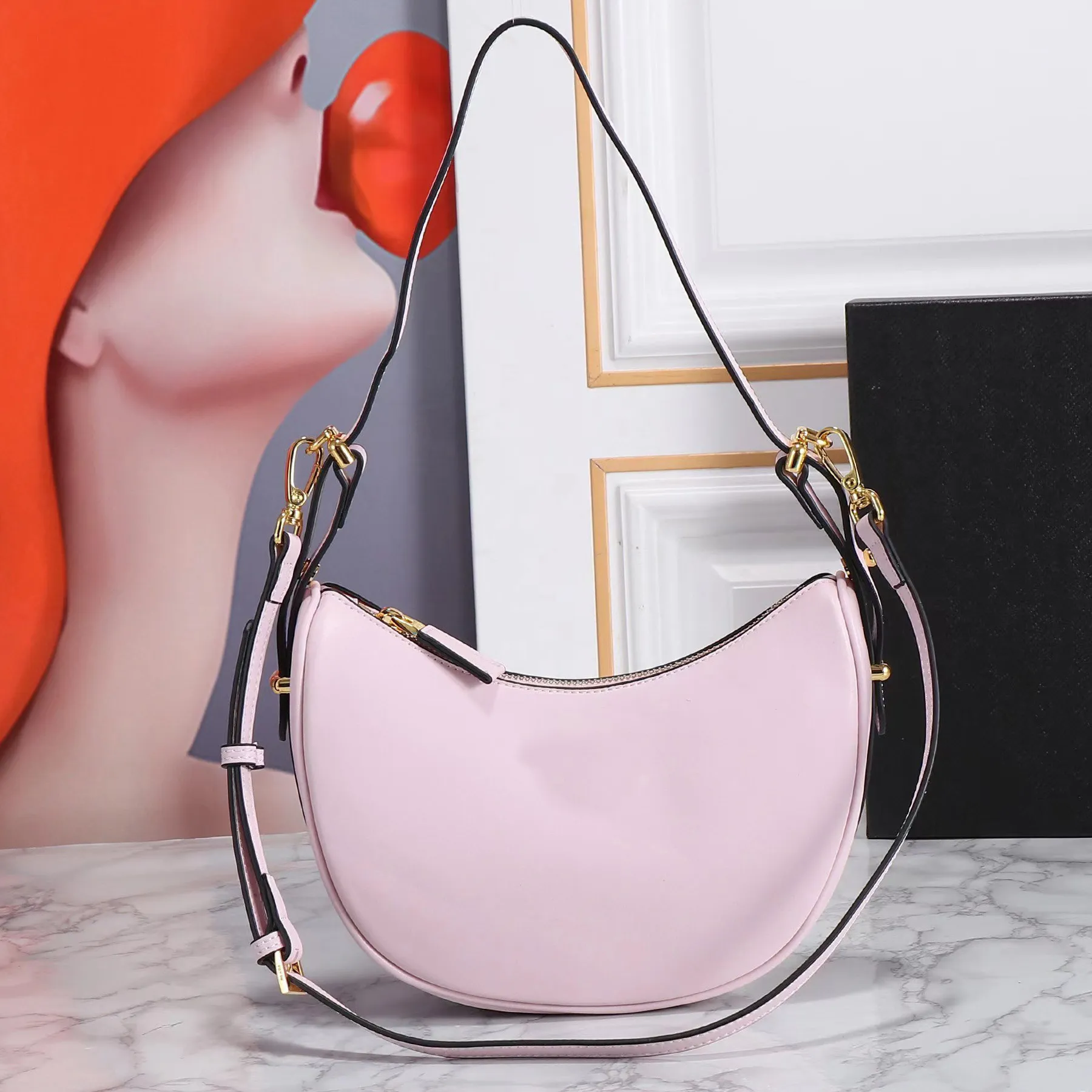 Economize muito em Bolsa De Ombro De Bolsa De Couro Arque Leather Shoulder  Bag Luxury Designer Versatile Genuine Leather Crossbody Bag Adjustable