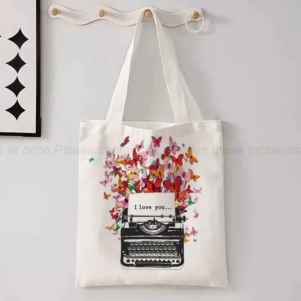 トートバッグ Smooth Mood Logo Linen Bag 4BFT480 DHgate.com:Floral Tote Bag: Aesthetic Butterfly Design