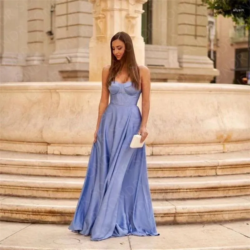 Blue Satin A-Line Prom Dress: Elegant Spaghetti Strap Gown for Evening  Events - Shop Now! from Dhgate Urban Sexy Dresses - price 100.77