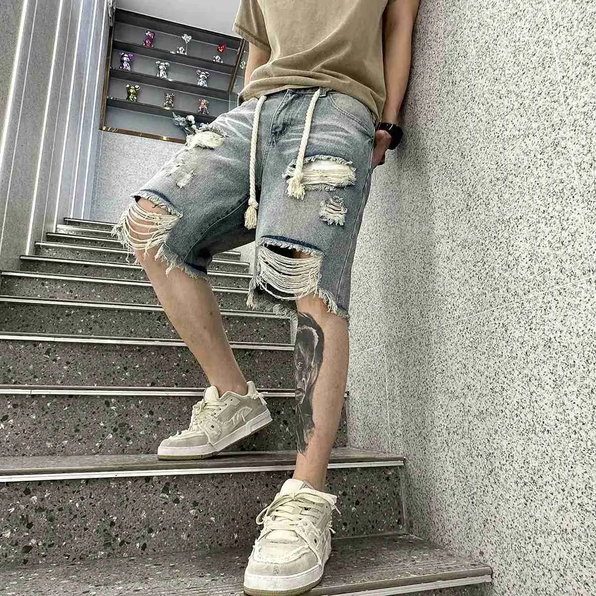 Style Men's Converse Shorts Baggy Denim Shorts Mens Knee