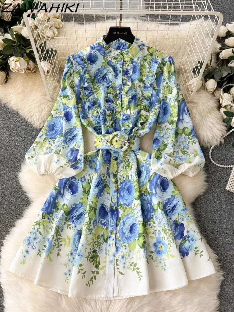 Short Evening Dress Floor-Length Chiffon Ruffles Puff Sleeve Slim Pleated  Bandage Floral Women Clothing from Dhgate Basic & Casual Dresses - price  50.91