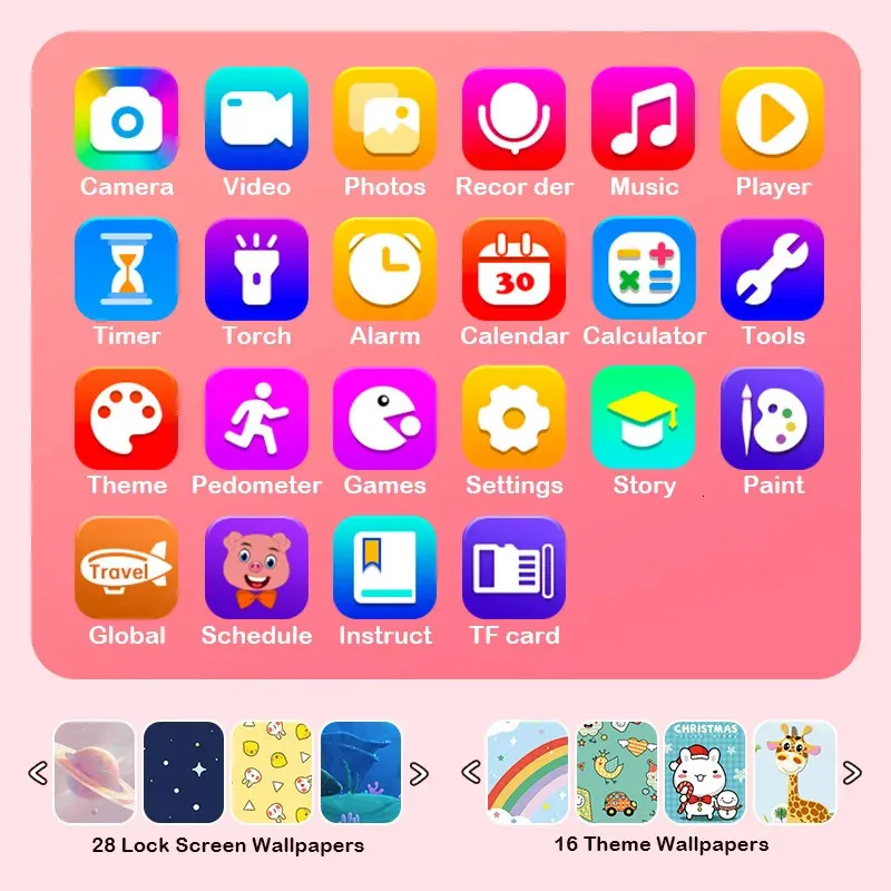 Smartphone Enfant Écran Tactile – Double Caméra, Apprentissage, Jeux – Cadeau 3-8 Ans – Violet