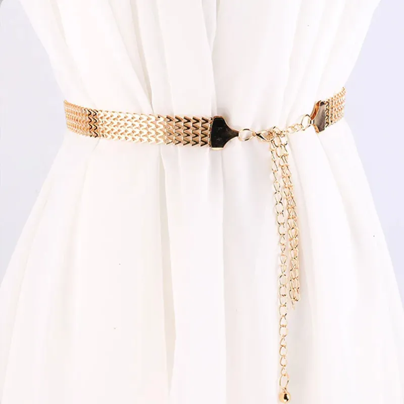 Fashion Simple Chain Belt Women Lady High Waist Gold Belts Waistband For Party Jewelry Dress Metal 240712