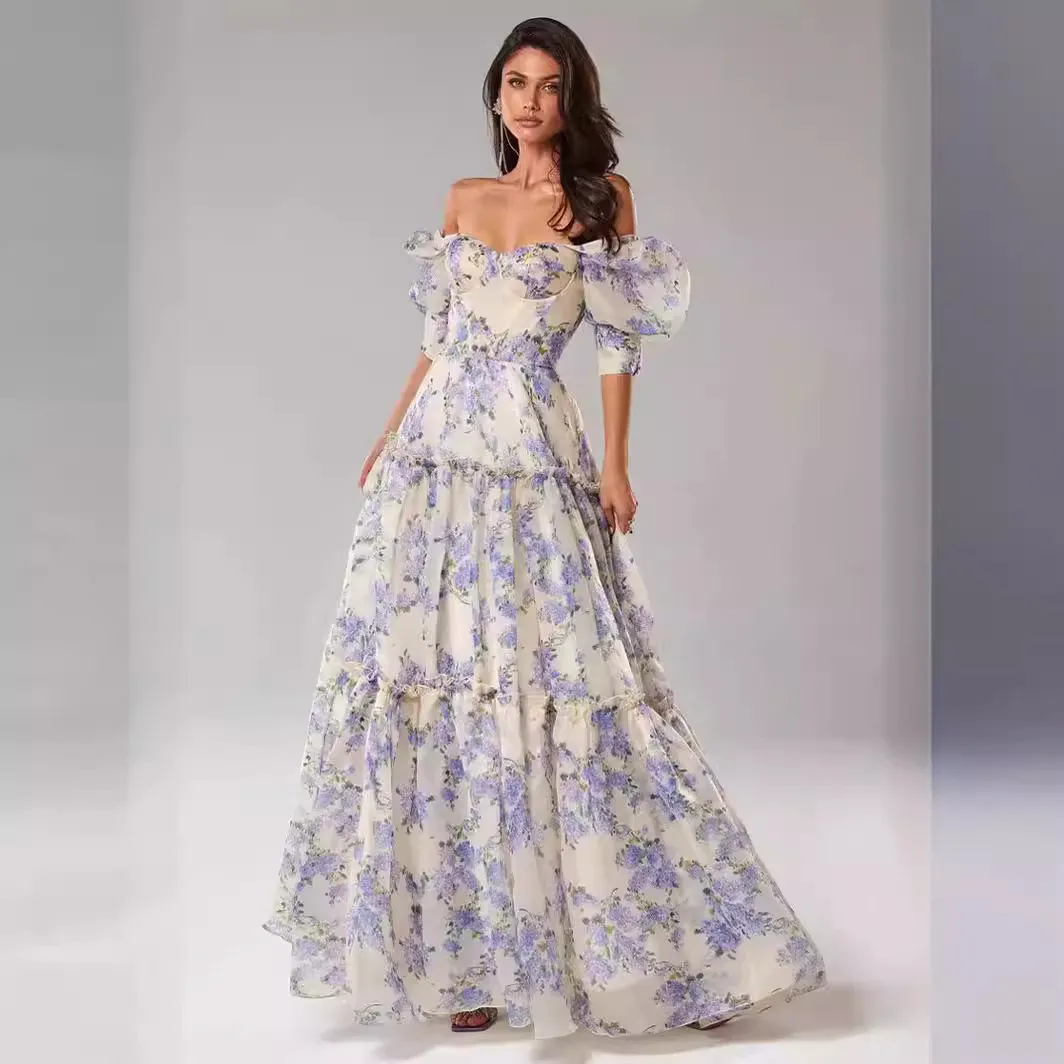 open lace back dress Celery Ice Organza Dress | Fresh Floral Patterns