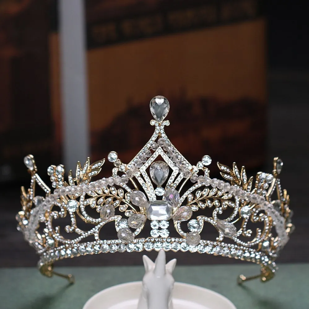 Gold Rhinestone Bridal Headpiece Crown for Wedding - Bridella BHP440-G