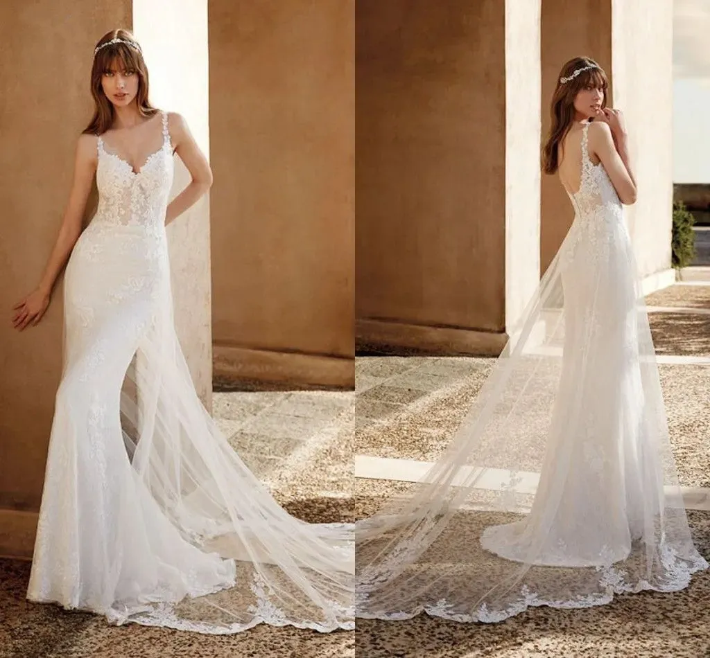 Mermaid Wedding Dress with Spaghetti Straps and Lace-Up Back Satin Fabric  Sweep Train from Dhgate Mermaid Wedding Dresses - price 204.05
