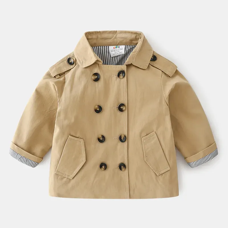 Classic Kids Trench Coat: Stylish Khaki Windbreaker, Sizes 2-12