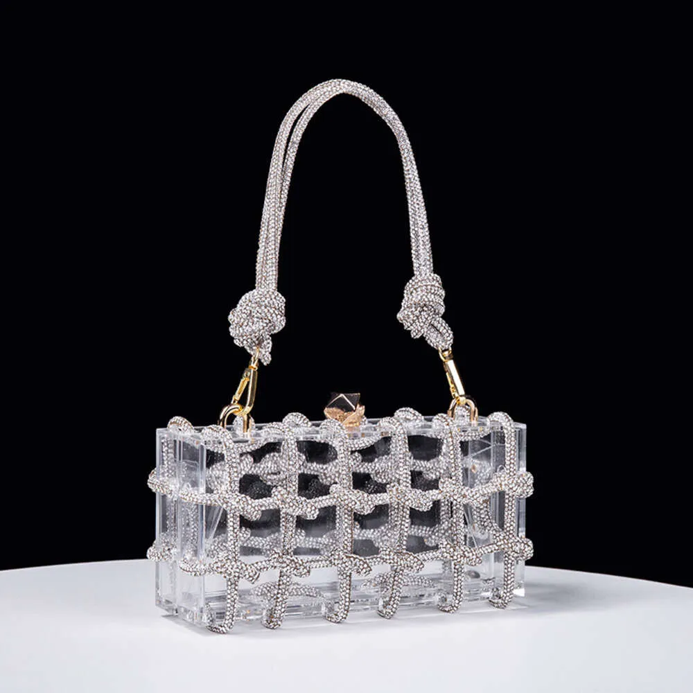 Diamond Clear Acrylic Box Evening Clutch Bag For Women Woven Knotted Rope Rhinestone Handbag Wedding Party Purse With Cell Phone Pocket 2024 From Goose downjacket 26.74 DHgate.Com