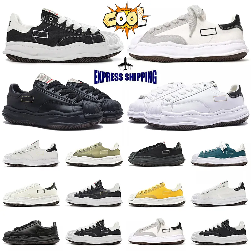 Maison Miharas Leather Sneakers Designer Casual Shoes For Overpronation For Men And Women Flat Jogging Running Shoes With Toe Cap Rubber Sole And Canvas Available In Black White Green Or Grey Sizes